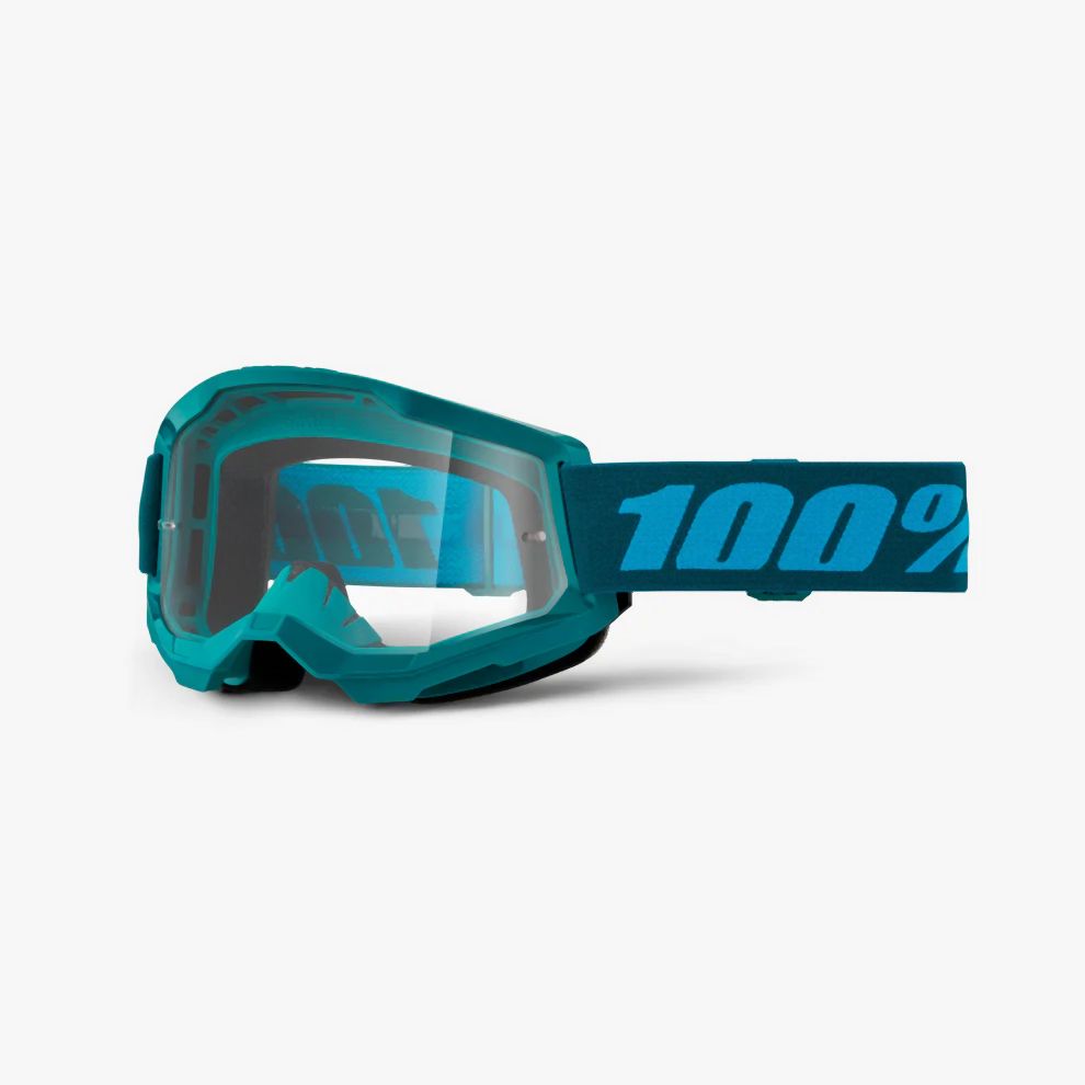 100% Strata 2 Goggle - Clear Lens 2024 - Liquid-Life #Wähle Deine Farbe_Stone / Blue Mirror