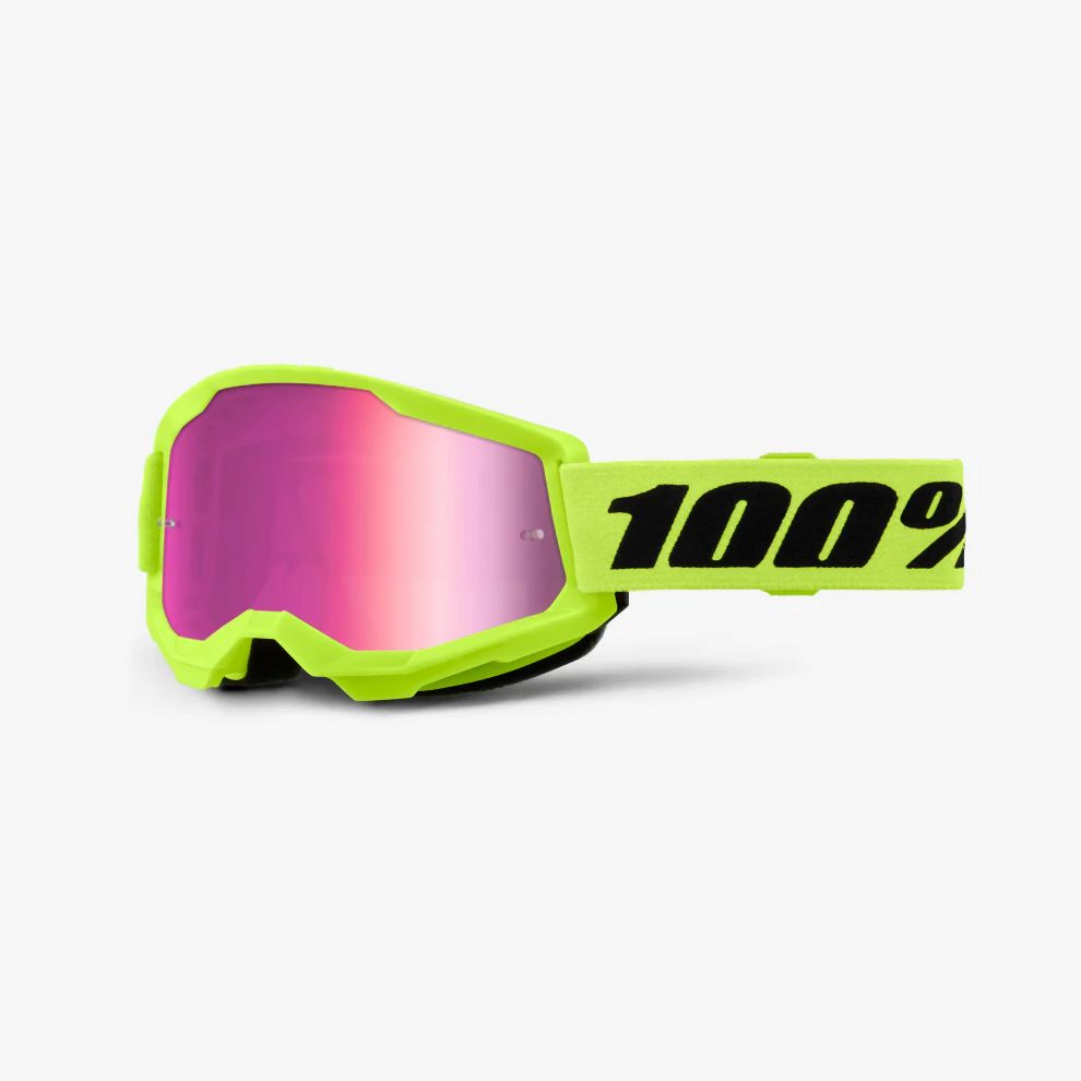 100% Strata 2 Goggle - Mirror Lens 2024 - Liquid-Life #Wähle Deine Farbe_Neon yellow