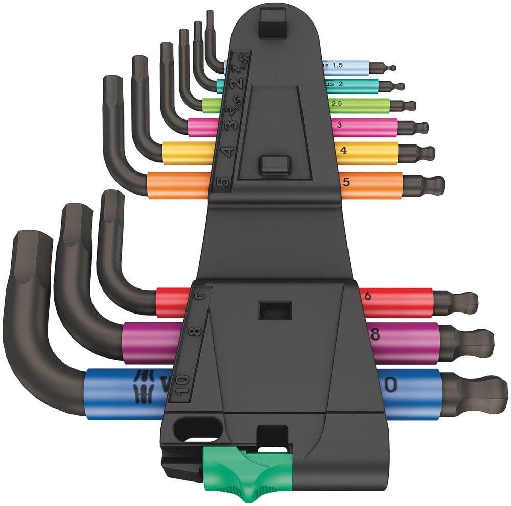 Wera 950/9 Hex-Plus Multicolour 2 Winkelschlüsselsatz, metrisch, BlackLaser, 9-teilig - Liquid-Life